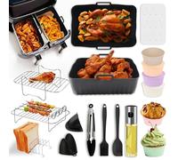 Yuaerbuo 18 PCS Moule Silicone Air Fryer pour Ninja, Accessoires Air Fryer AF400EUCP, Moule Air Fryer 7.6-9.5L Friteuse sans Huile, Plat en Silicone, Plat pour Air Fryer, Muffins, œufs au Four