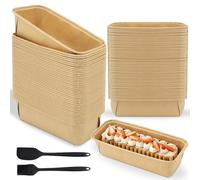 Yuaerbuo 54 PCS Moule Mini Cake Papier, Moule a Cake Jetable Rectangulaire, pour Air Fryer Plat Cakes Papier Antiadhésif, Paper Food Tray pour Plumcake, Résiste à 220 °C, 15 x 5 x 5 cm (M)