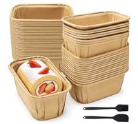 Yuaerbuo 54 PCS Moule Mini Cakes Papier, Moule a Cake Jetable Rectangulaire, pour Air Fryer Petit Moules a Cake Papier Antiadhésif, Paper Food Tray pour Plumcake, Résiste à 220 °C, 8 x 4 x 4 cm(S)