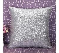 YUAFOAE Housse De Coussin Paillette Home Decoratif Vintage Doux Taie Oreiller Paillette DéCoration Maison Salon Chambre pour Canapé (40x40, argenté)