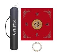 YUAHDBO Tapis de Mahjong carré avec Sac à Cordon, Tapis de Table antidérapant en Caoutchouc, antibruit et avec repères d'orientation(Red,90CM/35.4")