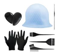 Yuaiosn 9 Pcs Bonnet à Mèches en Silicone,Avec Aiguille à Crochet en Metal, Brosse de Coloration de Cheveux, Kit Meche Cheveux,Réutilisable Cheveux Bol,Brosses,Peigne, Gants, cache-oreilles