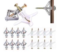 Yuaiosn Lot de 200 Chevilles à Expansion pour Mur Creux, Cheville Brique Creuse, Cheville Parpaing Creux, Forme D'Avion, Forme Papillon, avec Vis, pour Murale Plaque de Plâtre