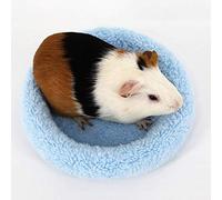 YuamMei 1pc Doux, Confortable Rond en Polaire Chaud Hamster Lit Tapis de Sommeil pour Rat, Hérisson, écureuil, Cochon d'Inde, Les Petits Animaux (L, Bleu)