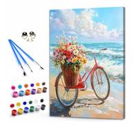 Yuammgxi Peinture Numero Adulte Plage Peinture Numero Bouquet, Loisirs Créatifs Adultes DIY Paint by Numbers Avec Pinceaux et Acryliques Artisanat kit pour Décoration, Femme Cadeau 35x45 cm Y3-1022