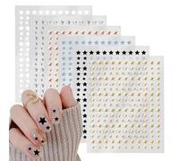 Yuanchu Autocollants pour Ongles Étoile, 6 Feuilles d'Autocollants pour Ongles 3D Autocollants pour Ongles Paillettes Autocollants pour Nail Art Géométrie Autocollants Étoile Décoration DIY Accessoire