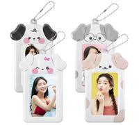 Yuanchu Kpop Lot de 4 porte-cartes photo mignons avec pendentif chaîne Kawaii pour cadre photo, carte d'identité, 7,6 cm, porte-carte d'identité, porte-carte d'identité, porte-carte de bus