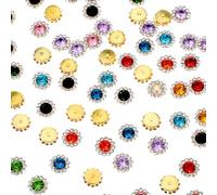 Yuanchu Lot de 100 boutons de couture en strass - 12 mm - Couleur strass - À coudre - Avec base en métal - Fleurs à coudre - Pour vêtements, chaussures, boucles d'oreilles, sangle, artisanat