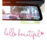 Yuanchu Lot de 3 autocollants Hello Beautiful pour rétroviseur,décalcomanies de miroir de commode accessoires de décoration de voiture Affirmation positive Pour femmes et filles