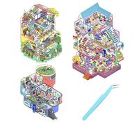 Yuanchu Lot de 3 grands autocollants 3D - 297 x 175 mm - Thérapie avec 1 pince à épiler - Autocollants amusants pour adultes - Accessoires de scène 3D géants - Animaux de maison géants