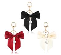 Yuanchu Lot de 3 porte-clés en forme de nœud mignon,Porte-Clés Nœud Papillon pour Femme Pendentif En Ruban Personnalisé pour clés de voiture sac à main cadeau pour filles projets d'artisanat