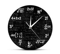 yuandd Équations et notations mathématiques Tableau de mathématiques Geek Horloge Murale Cadeaux éducatifs pour Enfants Enseignants décor de Salle de Classe d'école (sans Cadre)