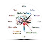 yuandd Le Temps d'écrire Une Horloge Murale Amusante pour Les écrivains Fiction Writer's Word Art Montre Murale contemporaine Suspendue Écriture Fan Writer Gifts (No Frame)