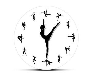 yuandd Pole Dancing Clock Mains Horloge Murale décorative Steal Tube Dance Pole Dancers Silent Move Horloge Murale Salle de Danse Murale Art Décor (sans Cadre)