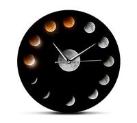 yuandd Série de Phases de Lune éclipse Lunaire Totale Super Lune Horloge Murale céleste Espace Extra-atmosphérique Cycle Lunaire décor à la Maison Montre Murale silencieuse (sans Cadre)