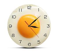 yuandd Sunny Side Up Œuf Frit Cuisine Horloge Murale Design Plat 3D Petit Déjeuner Nourriture Mur Art Salle À Manger Décor Intérieur Montre Murale Silencieuse (sans Cadre)