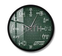 yuandd Tableau Vert mathématiques formules Horloge Murale Suspendue Montre Murale Retour à l'école Science mathématiques Art décoration Murale mathématiques Geek Cadeau (Cadre en métal)