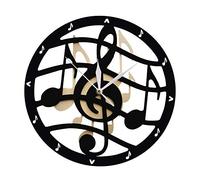 yuandd Thème Musical Horloge Murale en Bois Notes de Musique clé de Sol Horloge de Balayage Silencieux Montre Murale Feuille de Musique Art Mural Musicien décor à la Maison