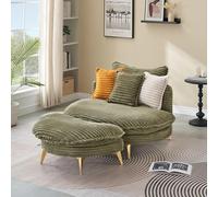 YuanDesign Canapé en velours côtelé de 165,1 cm de long, avec trois oreillers assortis et deux sièges spacieux et confortables, pour appartement, bureau, salon - Vert