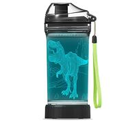 YuanDian Bouteille d'eau lumineuse pour enfants avec motif dinosaure 3D Tyrannosaure Tex - 396,9 g Tritan sans BPA -idéal pour école, garçon, fille, enfant, vacances de Noël
