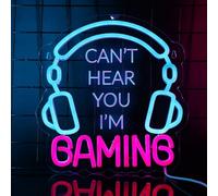 YuanDian Enseigne néon à DEL « Can't Hear You I'm Gaming » - Accessoires pour salle de jeux - Décoration murale pour garçons, hommes, adolescents, petit ami, papa, joueurs