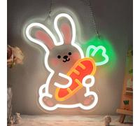 YuanDian Enseigne néon en forme de lapin pour chambre à coucher, salon, décoration murale, cadeau de fête d'anniversaire pour enfants et adultes qui aiment les lapins