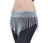 YuanDian Femme Triangle Tribal Ceinture De Danse Orientale Belly Dance Danse du Ventre Foulard Costume Professionnel Hip Danse Jupe Argenté
