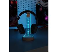 YuanDian Gamer Zone Support de casque lumineux pour bureau, support en bois RVB avec 16 lumières de couleur pour décoration de salle de jeux, cadeau cool pour homme et petit ami