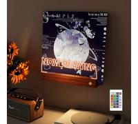 YuanDian Support mural lumineux pour disque vinyle, support pour tourne-disque, Support en bois acrylique pour l'affichage et le stockage d'albums vinyles avec 16 lumières changeantes