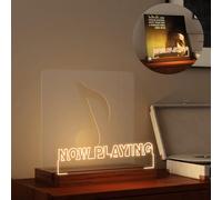 YuanDian Support rotatif pour disques vinyles en bois et acrylique pour rangement d'albums vinyles, support de collection d'affichage LED