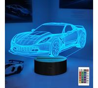 YuanDian Veilleuse de voiture 3D LED illusion voiture de course 16 couleurs avec télécommande Cadeau créatif pour garçon