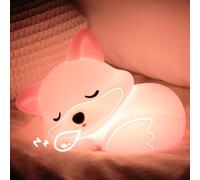 YuanDian Veilleuse renard pour filles, lampe en silicone avec motif renard spongieux, cadeau fantaisie, rechargeable à intensité variable, veilleuse de chevet tactile pour allaitement, tout-petits