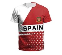 YuanDiann 2024 Européen/America Football Coupe T Shirts Ventilateurs Encourager Sport Casual Homme Femme Enfants Manche Courte Col Rond Séchage Rapide Respirant Tee Shirt Espagne 6XL