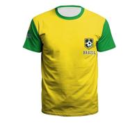 YuanDiann 2024 Européen/America Football Coupe T Shirts Ventilateurs Encourager Sport Casual Homme Femme Enfants Manche Courte Col Rond Séchage Rapide Respirant Tee Shirt Brésil 1# 3XL
