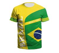 YuanDiann 2024 Européen/America Football Coupe T Shirts Ventilateurs Encourager Sport Casual Homme Femme Enfants Manche Courte Col Rond Séchage Rapide Respirant Tee Shirt Brésil 2# 3XL