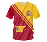 YuanDiann 2024 Européen Football Coupe T Shirts Espagne Ventilateurs Encourager Sport Casual Homme Femme Enfants Drapeau National Impression Manche Courte Séchage Rapide Respirant Tee Shirt 6# S