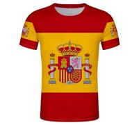 YuanDiann 2024 Européen Football Coupe T Shirts Espagne Ventilateurs Encourager Sport Casual Homme Femme Enfants Drapeau National Impression Manche Courte Séchage Rapide Respirant Tee Shirt 1# S