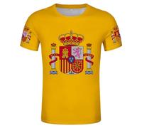 YuanDiann 2024 Européen Football Coupe T Shirts Espagne Ventilateurs Encourager Sport Casual Homme Femme Enfants Drapeau National Impression Manche Courte Séchage Rapide Respirant Tee Shirt 2# L