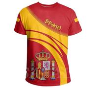 YuanDiann 2024 Européen Football Coupe T Shirts Espagne Ventilateurs Encourager Sport Casual Homme Femme Enfants Drapeau National Impression Manche Courte Séchage Rapide Respirant Tee Shirt 3# L