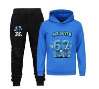 YuanDiann 67 Steal A Brainrot Sweat à capuche pour enfant avec imprimé dessin animé mignon Sweat-shirt à capuche Sport Loisirs Filles Garçons Sweat à capuche Cadeau, Ensemble bleu foncé, 150
