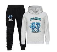 YuanDiann 67 Steal A Brainrot Sweat à capuche pour enfant avec imprimé dessin animé mignon Sweat-shirt à capuche Sport Loisirs Filles Garçons Sweat à capuche Cadeau, Ensemble gris, 140