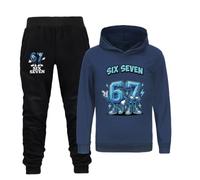 YuanDiann 67 Steal A Brainrot Sweat à capuche pour enfant avec imprimé dessin animé mignon Sweat-shirt à capuche Sport Loisirs Filles Garçons Sweat à capuche Cadeau, Ensemble bleu roi, 140