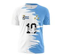 YuanDiann Enfants Argentine Remporte T-Shirts Commémoratifs 3 étoiles Drapeau Impression 2022 Coupe du Monde Football Manches Courtes Col Rond Maillot 4# 150