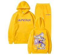 YuanDiann Huntrix Ensemble de 2 sweats à capuche et pantalon de jogging avec impression de dessin animé Survêtement décontracté sport décontracté doublure en velours pour femme homme adolescent