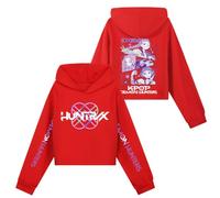YuanDiann Huntrix Ensemble sweat à capuche court + pantalon de jogging, 2 pièces, sport, décontracté, confortable, imprimé cropped, haut à capuche et pantalon, cadeau pour filles et garçons, rouge
