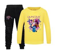 YuanDiann Huntrix Ensemble sweat-shirt et pantalon de jogging 2 pièces pour fille et garçon - Col rond - Survêtement imprimé - Survêtement pour enfants - Sport - Loisirs - Cadeau, Ensemble jaune, 120