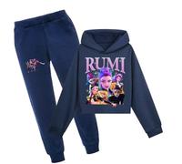 YuanDiann Huntrix Survêtement pour enfant - Sweat à capuche court - Pantalon de jogging - 2 pièces - Pour le sport, les loisirs - Cadeau pour garçon et fille - Sweat à capuche + pantalon, Bleu marine