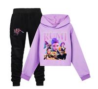 YuanDiann Huntrix Survêtement pour enfant - Sweat à capuche court - Pantalon de jogging - 2 pièces - Pour le sport, les loisirs - Cadeau pour garçon et fille - Sweat à capuche + pantalon, Ensemble