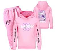 YuanDiann Huntrix Survêtement pour enfant - Sweat à capuche + pantalon de jogging 2 pièces - Impression de dessin animé - Survêtement de sport et de loisirs - Cadeau pour fille, Ensemble rose 2#, 120