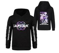 YuanDiann Huntrix Survêtement pour enfant - Sweat à capuche + pantalon de jogging 2 pièces - Impression de dessin animé - Survêtement de sport et de loisirs - Cadeau pour fille, Noir , 150
